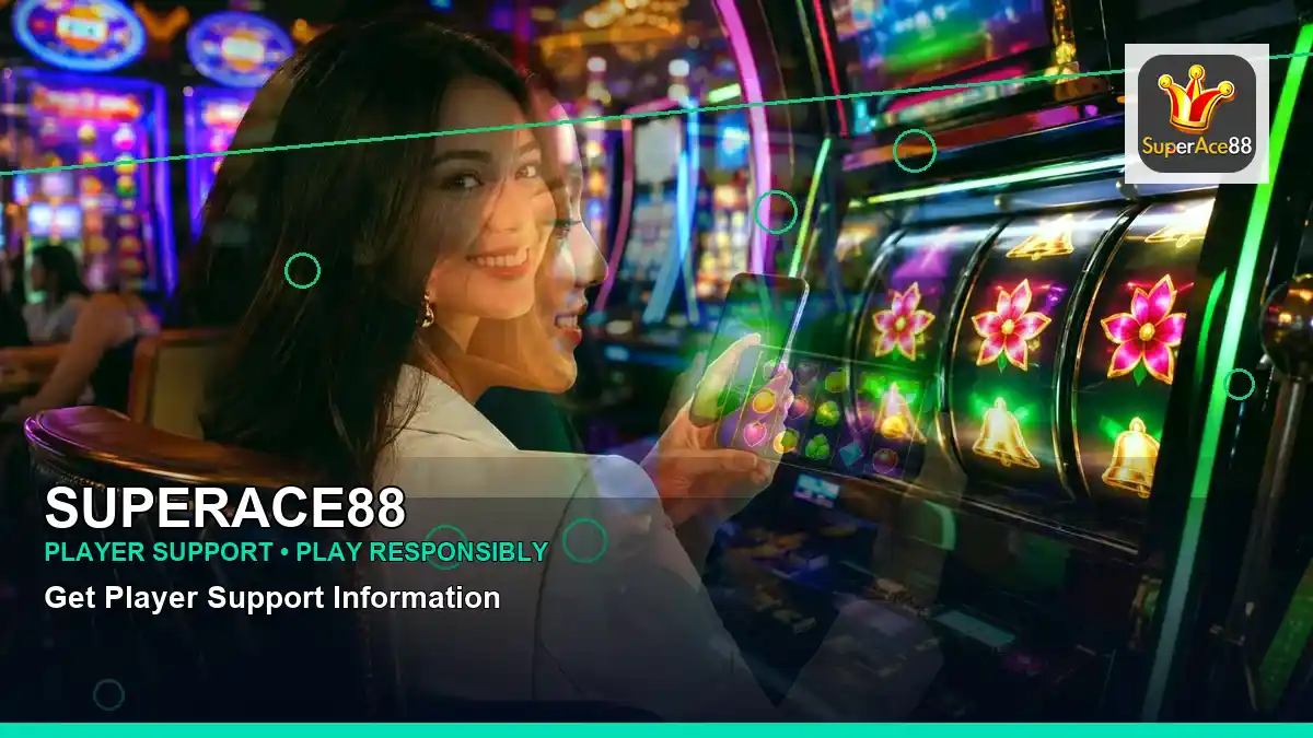 SUPERACE88 first casino deposit and wallet options featuring an adult Filipina casino host with a layered collage composition